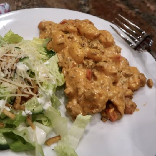 Cheesy Ground Beef Gnocchi Skillet